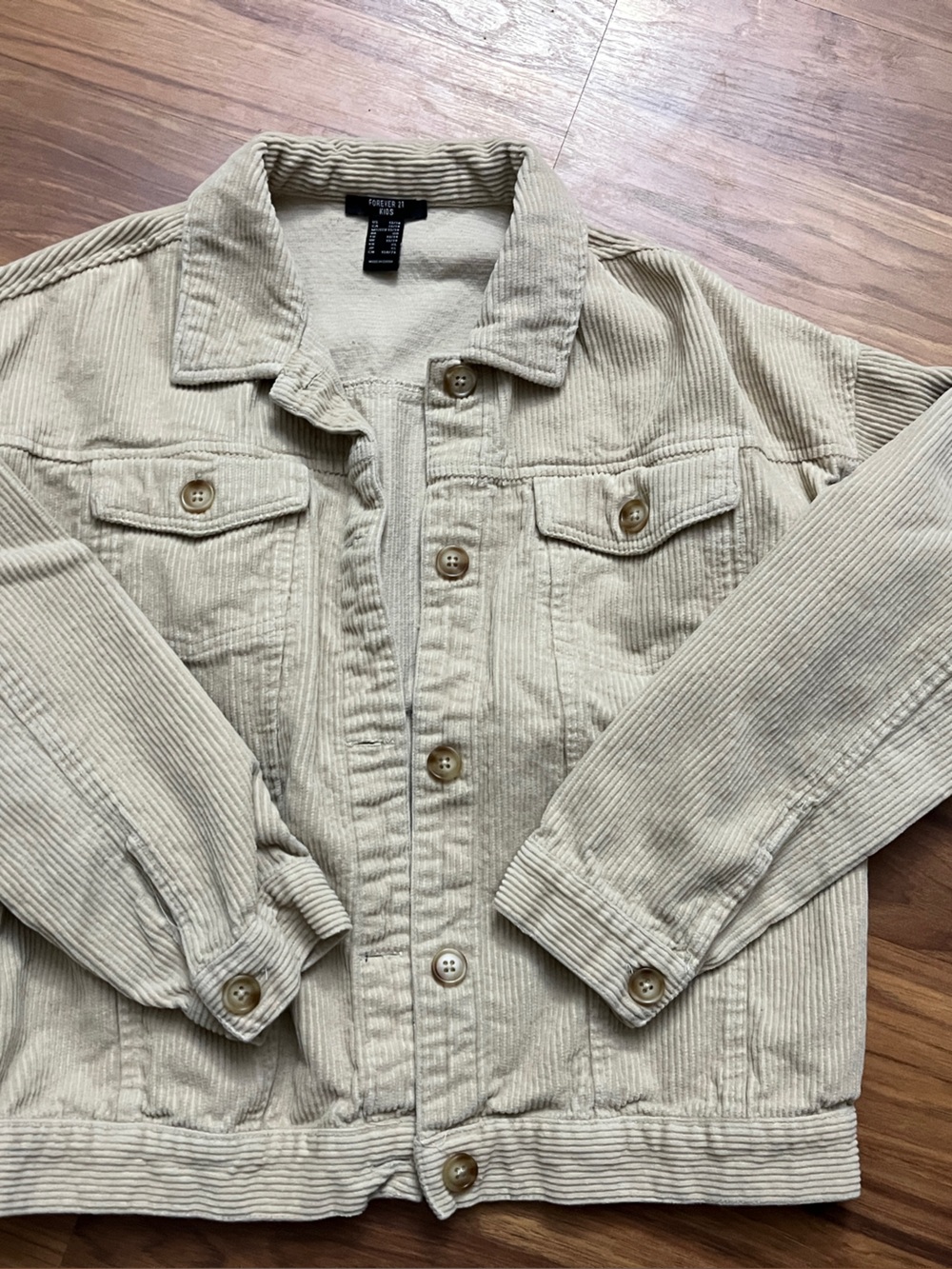 Forever 21 Cream Corduroy Button-Up Kids Jacket